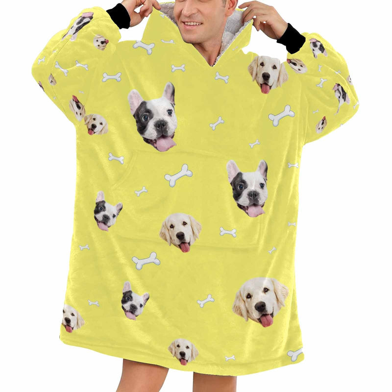 Wearable Blanket Custom Pet Face Blanket Hoodie Personalized Oversized Hoodie Fleece Blanket Warm Hoodie Dog Lover Gift