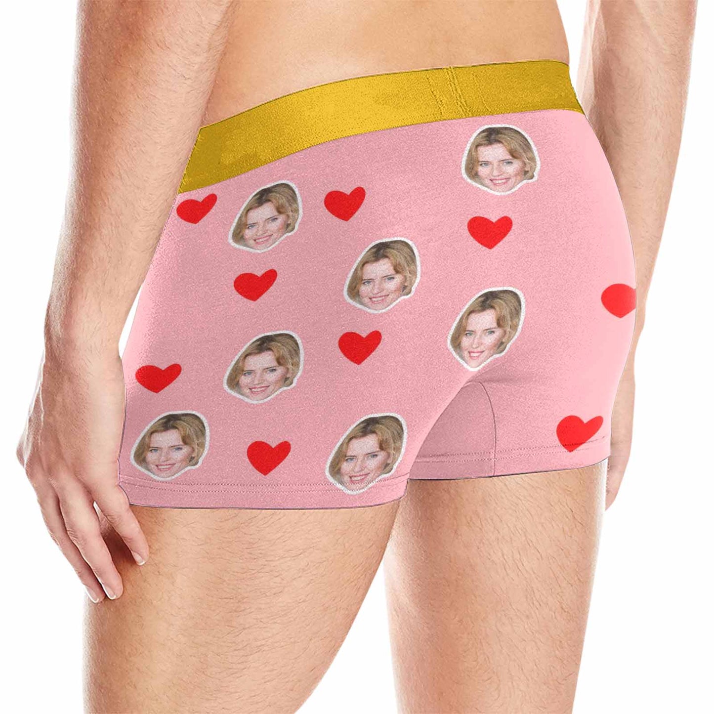 Custom Face & Text Men's All Over Print Boxer Briefs Personalized Love Heart Underwear