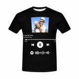 Custom Photo I Am In Love Black Scannable Spotify Code T-shirt Personalized Men's All Over Print T-shirt