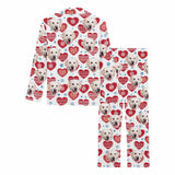 Custom Face Pajamas Red Heart Sleepwear Personalized Women's Long Pajama Set