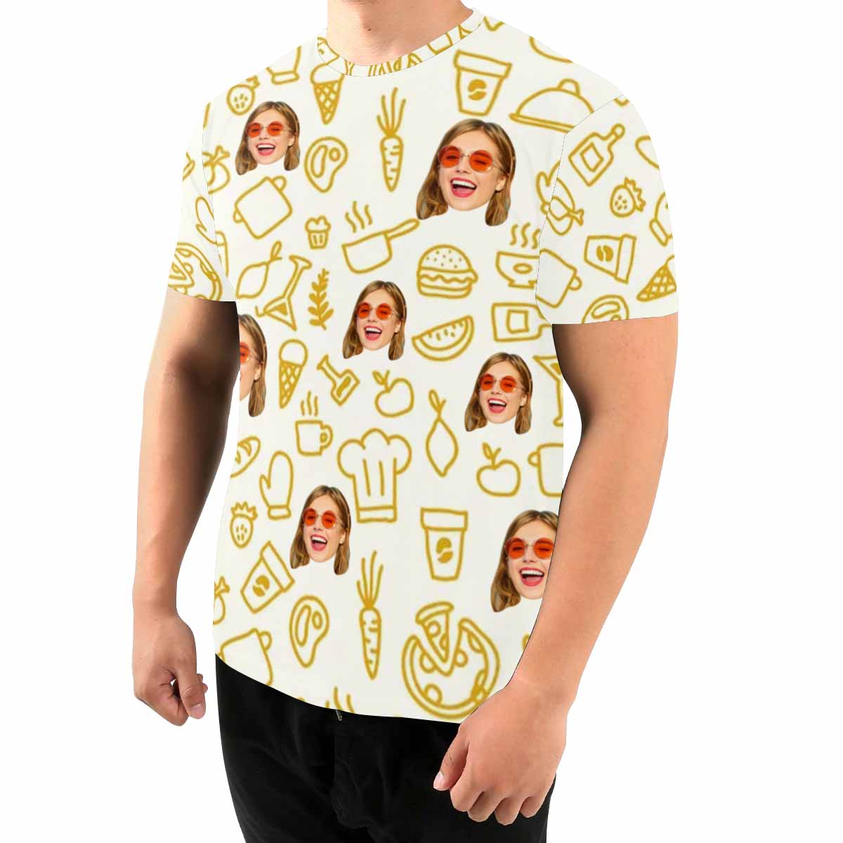 Custom Face Food Tee Put Your Photo on Shirt Unique Design Men's All Over Print T-shirt