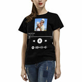 Custom Photo I Am In Love Black Scannable Spotify Code T-shirt Personalized Women's All Over Print T-shirt