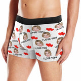 Custom Face Boxers Underwear Personalized I Love You White Mens' All Over Print Boxer Briefs