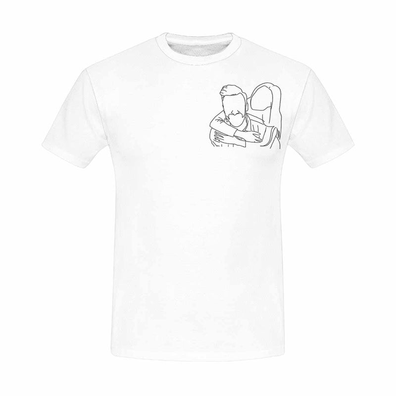 Custom Portrait Outline Shirt, Line Art Photo Shirt For Male, Custom Men's All Over Print T-shirt, Photo Outline Outfit For Couple