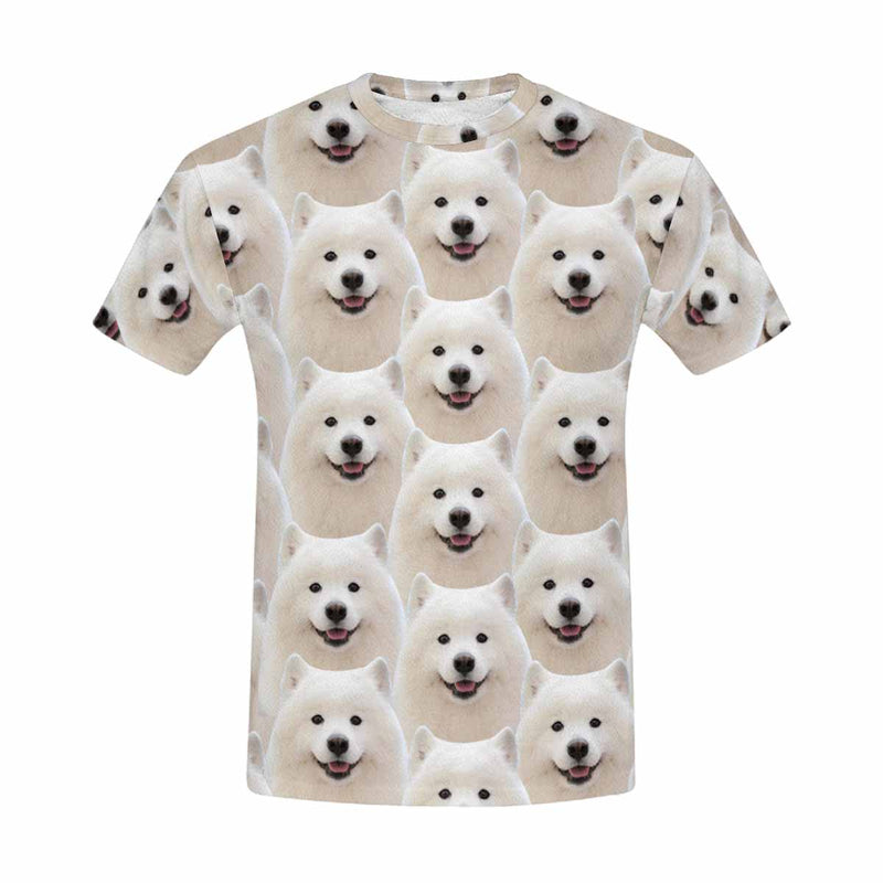 Custom Face Seamless Cute Puppy Tee Put Your Photo on Shirt Unique Design Men's All Over Print T-shirt