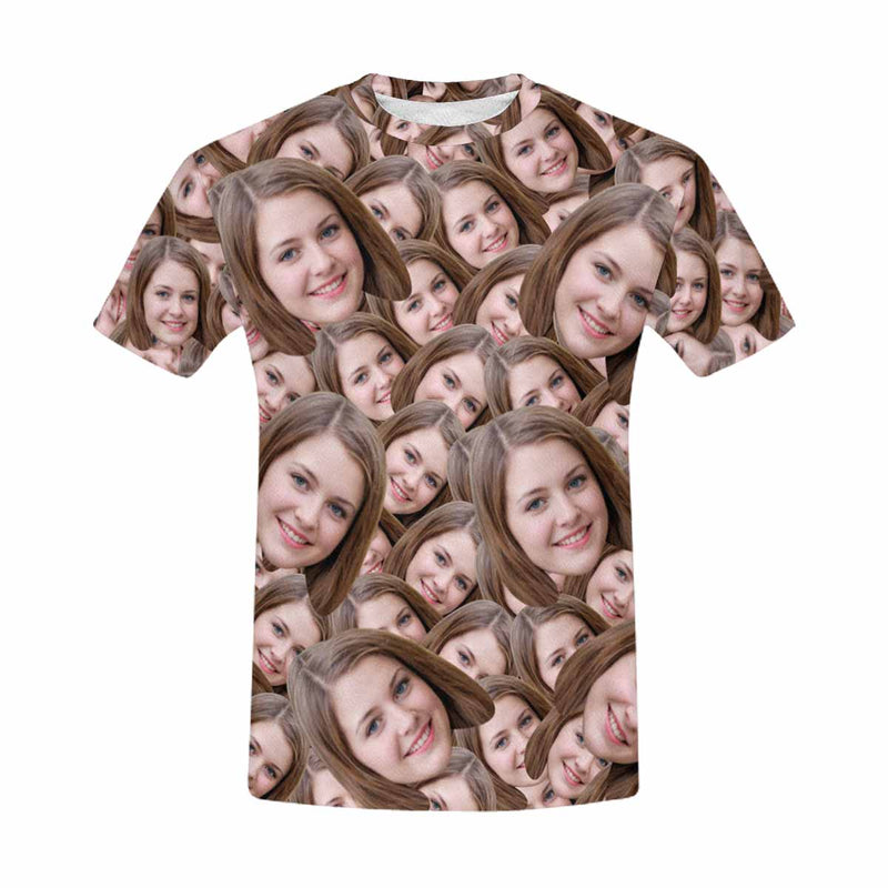 Custom Face Cute Girlfriend Seamless Tee Put Your Photo on Shirt Unique Design Men's All Over Print T-shirt
