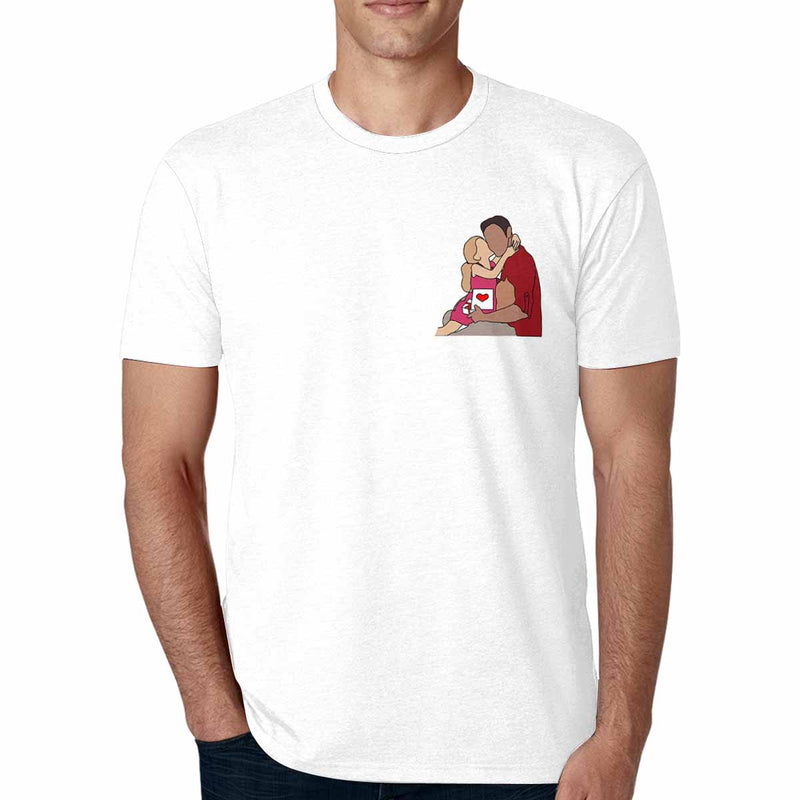 Custom Portrait Outline Shirt, Line Art Photo Shirt For Male, Custom Men's All Over Print T-shirt, Photo Outline Outfit For Father White