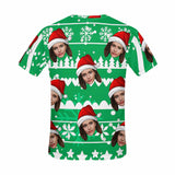 Custom Face Christmas Tree Star Tee Put Your Photo on Shirt Unique Design Men's All Over Print T-shirt