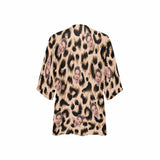 Custom Face Leopard Print Personalized Women's Kimono Chiffon Cover Up