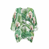 Custom Face Pet Dog Green Leaf Personalized Women's Kimono Chiffon Cover Up