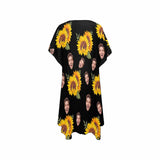 Custom Face Sunflower Personalized Women's Mid-Length Side Slits Chiffon Cover Up