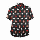 Custom Face Poker Pattern Print Men's Crinkle Thin Hawaiian Shirt
