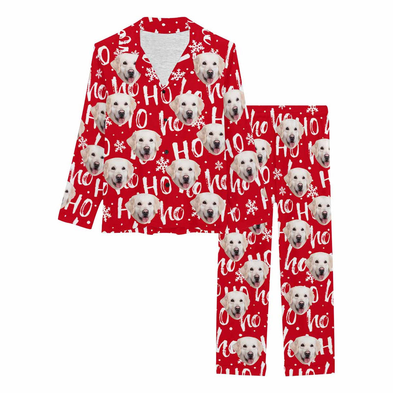 Custom Face Pajamas Ho Red Sleepwear Personalized Women's Long Pajama Set