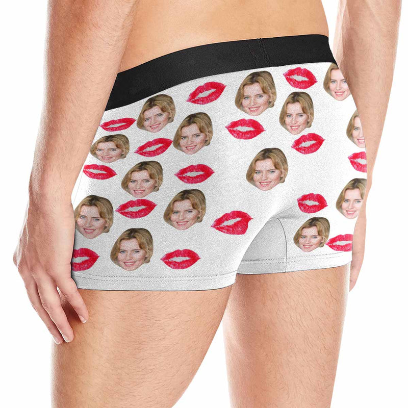 Custom Face Boxers Underwear Personalized Red Lips Mens' All Over Print Boxer Briefs