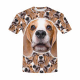 Custom Face Cute Puppy Seamless Tee Put Your Photo on Shirt Unique Design Men's All Over Print T-shirt