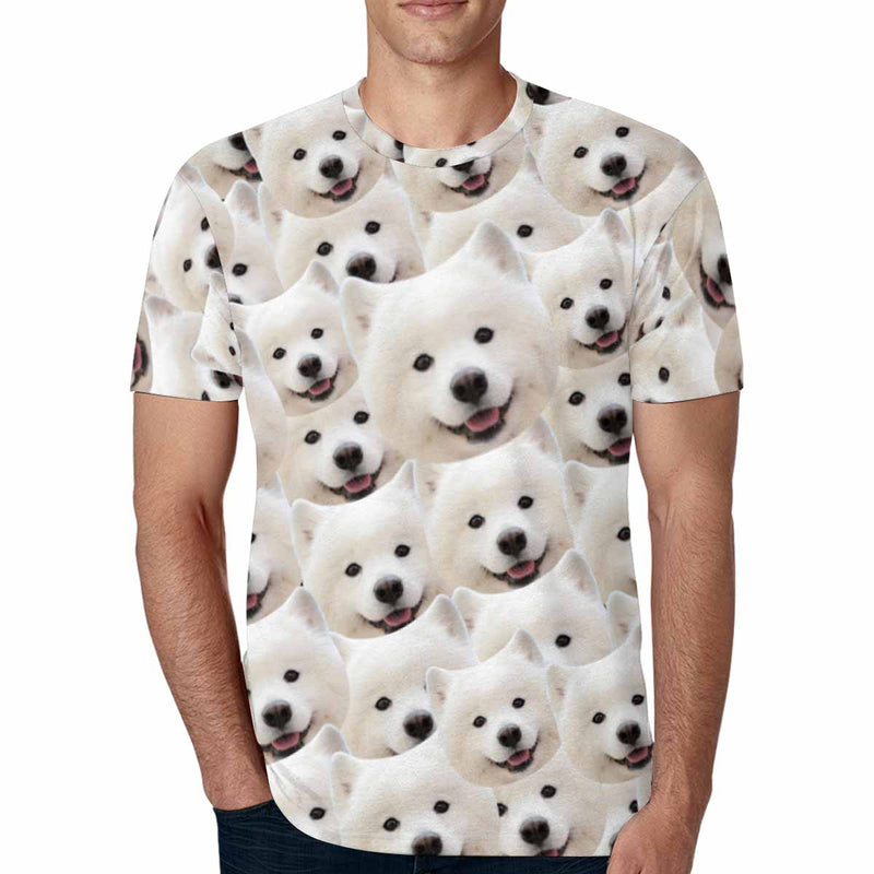 Custom Face Cute Puppy Tee Put Your Photo on Shirt Unique Design Men's All Over Print T-shirt