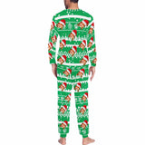 Custom Face Christmas Hat Green Men's Long Pajama Set