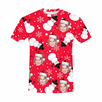 Custom Face Christmas Snowman Your Photo on Shirt Unique Design Men's All Over Print T-shirt