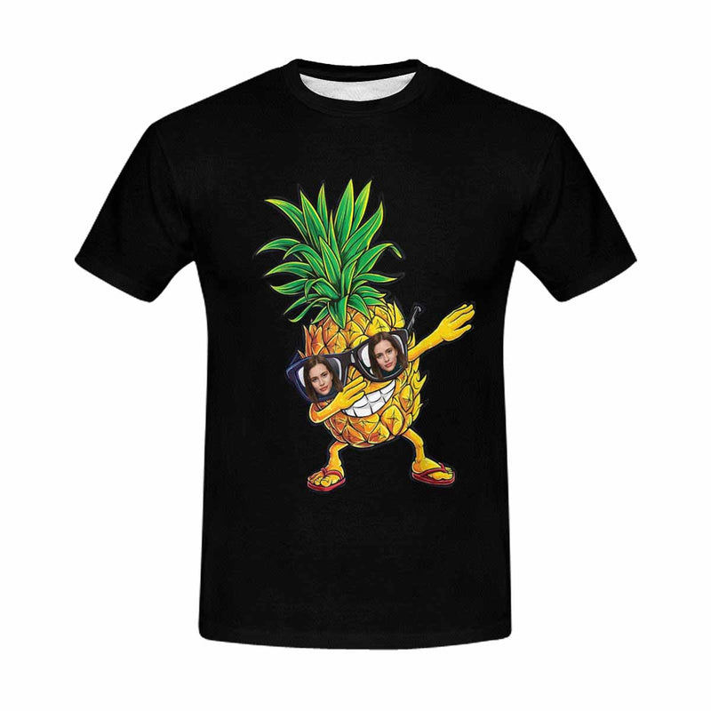 Custom Face Yellow Pineapple Tee Put Your Photo on Shirt Unique Design Men's All Over Print T-shirt