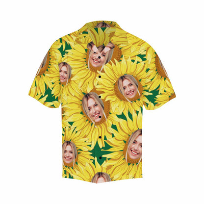 Custom Face Sunflower Men's All Over Print Hawaiian Shirt, Personalized Aloha Shirt With Photo Summer Beach Party As Gift for Vacation