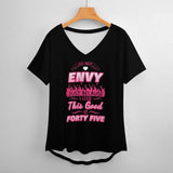 Plus Size T-shirt-Custom Age Envy Plus Size V Neck T-shirt for Her Made for You Custom Shirt for Birthday