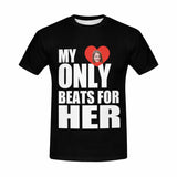 Custom Face My Heart Only Beats For Her Tee Put Your Photo on Shirt Unique Design Men's All Over Print T-shirt