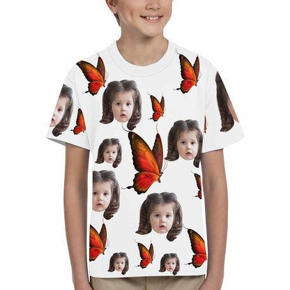 Custom Face Butterfly Kid's All Over Print T-shirt