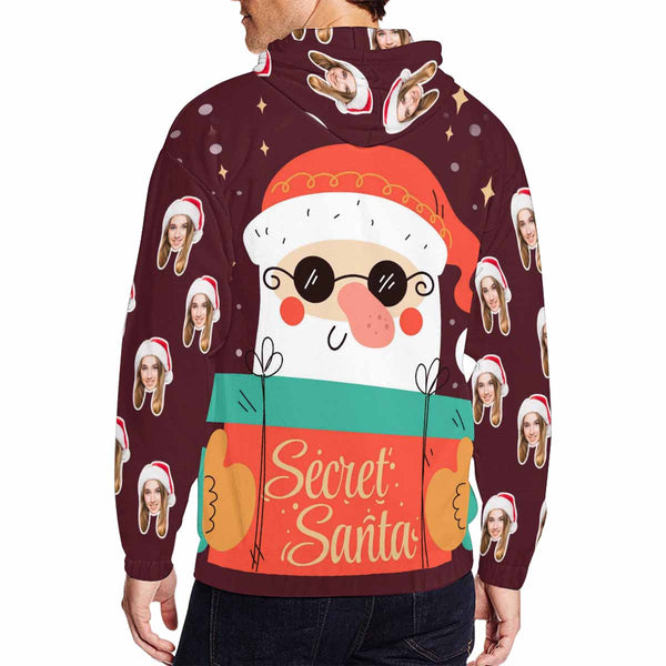 Custom Face Santa Christmas Men's All Over Print Full Zip Hoodie