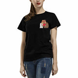 Custom Portrait Outline Shirt, Line Art Photo Shirt For Female, Custom Women's All Over Print T-shirt, Photo Outline Outfit For Couple Black