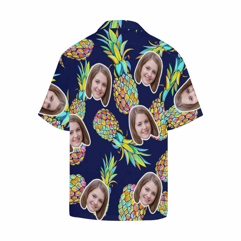 Custom Face Colored Pineapple Men's All Over Print Hawaiian Shirt