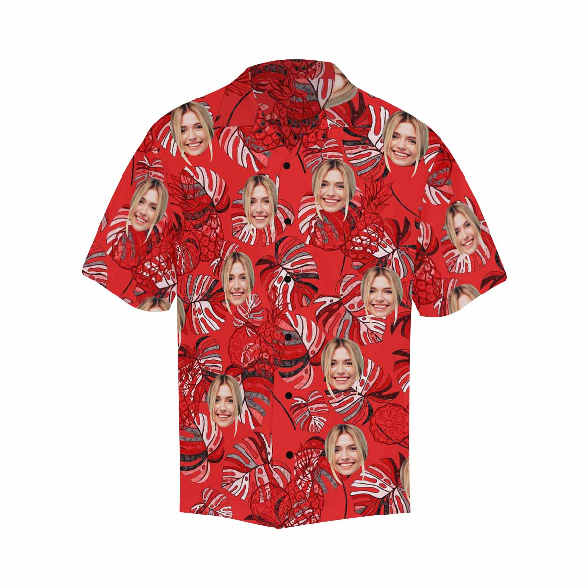 Custom Face Red Pineapple Men's All Over Print Hawaiian Shirt, Personalized Aloha Shirt With Photo Summer Beach Party As Gift for Vacation