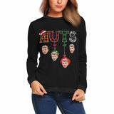 Custom Face Nuts Women's All Over Print Crewneck Sweatshirt, Personalized Sweater With Photo