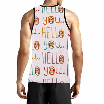 Custom Face Hello Men's All Over Print Tank Top