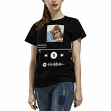 Custom Photo Heat Weaves Black Scannable Spotify Code T-shirt Personalized Women's All Over Print T-shirt