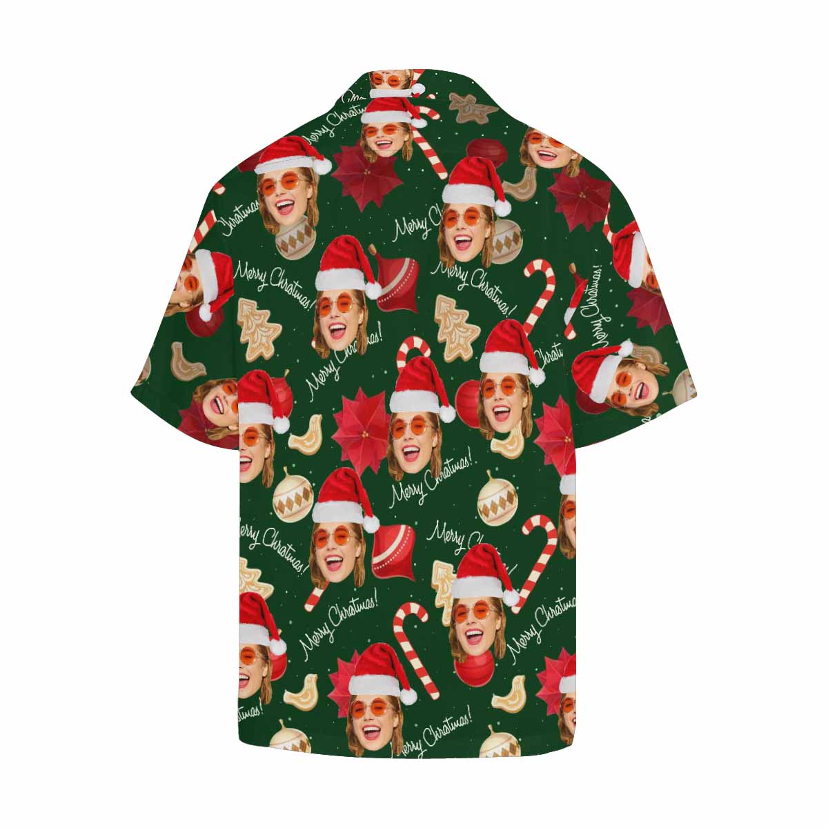 Custom Face Candy Cane Christmas Men's All Over Print Hawaiian Shirt