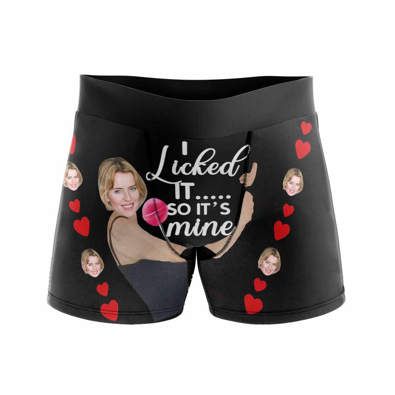I Licked It So It's Mine Christmas Funny - Personalized Photo Men's Boxer  Briefs