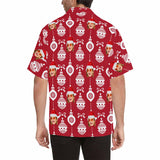 Custom Face Red Christmas Light Men's All Over Print Hawaiian Shirt