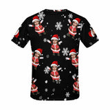 Custom Face White Snowflake Santa Christmas Tee Put Your Photo on Shirt Unique Design Men's All Over Print T-shirt