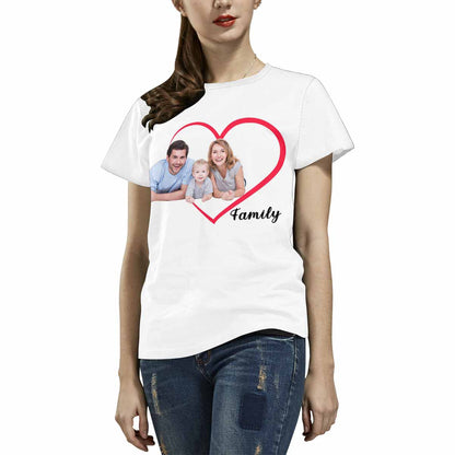 Custom Family Portrait Love Heart Print T-shirt