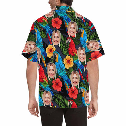 Custom Face Parrot Men's All Over Print Hawaiian Shirt, Personalized Aloha Shirt With Photo Summer Beach Party As Gift for Vacation