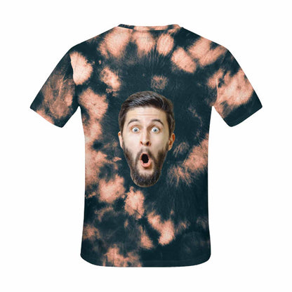 Custom Face Tie Dye Funny Tee Put Your Photo on Shirt Unique Design Men's All Over Print T-shirt