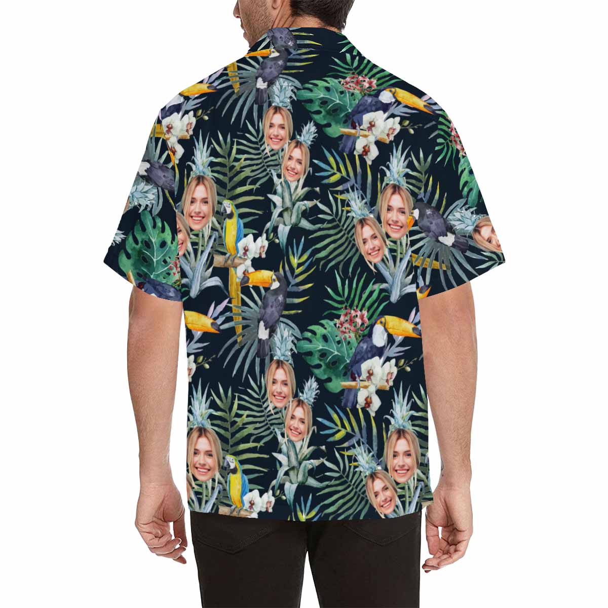 Custom Face Parrot Men's All Over Print Hawaiian Shirt, Personalized Aloha Shirt With Photo Summer Beach Party As Gift for Vacation