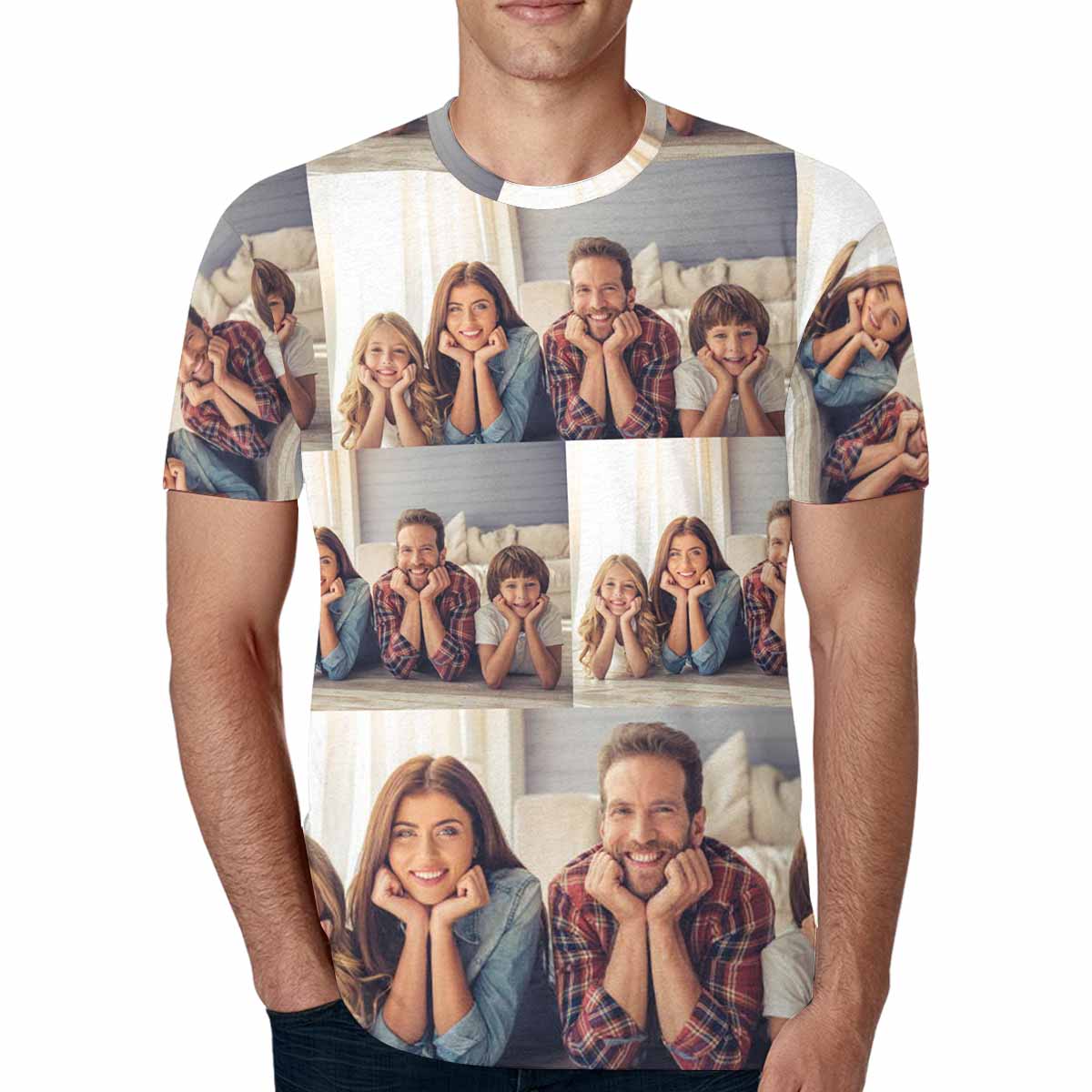 Custom Photo Happy Family Tee Put Your Photo on Shirt Unique Design Men's All Over Print T-shirt