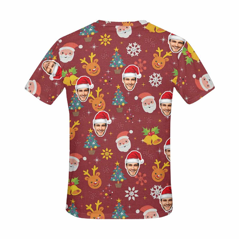 Custom Face Santa Deer Tree Women's All Over Print T-shirt