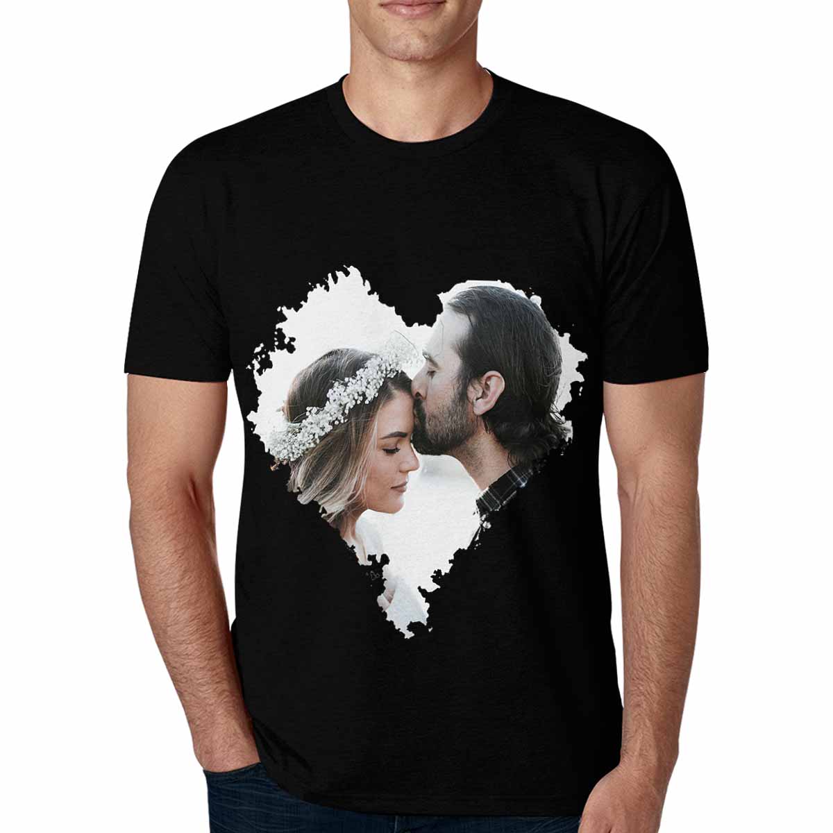 Custom Photo Loving Coupple Romance Tee Put Your Photo on Shirt Unique Design Men's All Over Print T-shirt