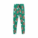 Custom Face Christmas Deer Green Sleepwear Personalized Men's Slumber Party Long Pajama Pants