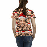 Custom Face Seamless Christmas Hats Women's All Over Print T-shirt