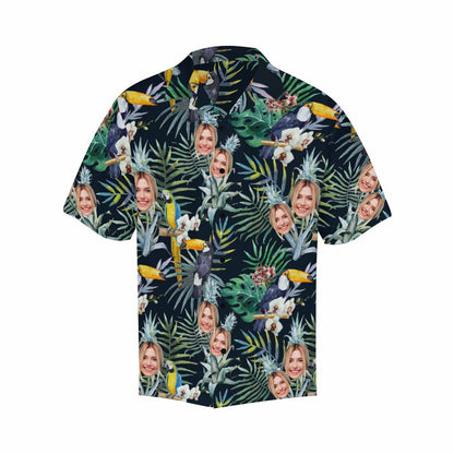 Custom Face Parrot Men's All Over Print Hawaiian Shirt, Personalized Aloha Shirt With Photo Summer Beach Party As Gift for Vacation