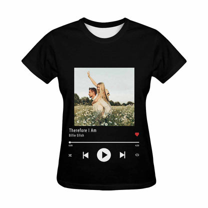 Custom Photo&Text Romantic Love Women's All Over Print T-shirt