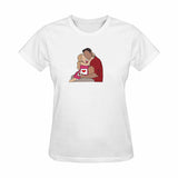 Custom Portrait Outline Shirt, Line Art Photo Shirt For Female, Custom Women's All Over Print T-shirt, Photo Outline Outfit For Daughter White